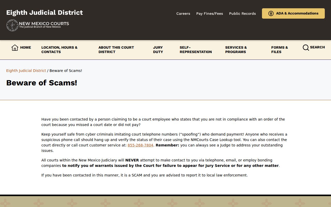 Folsom warrant records official court scam warning