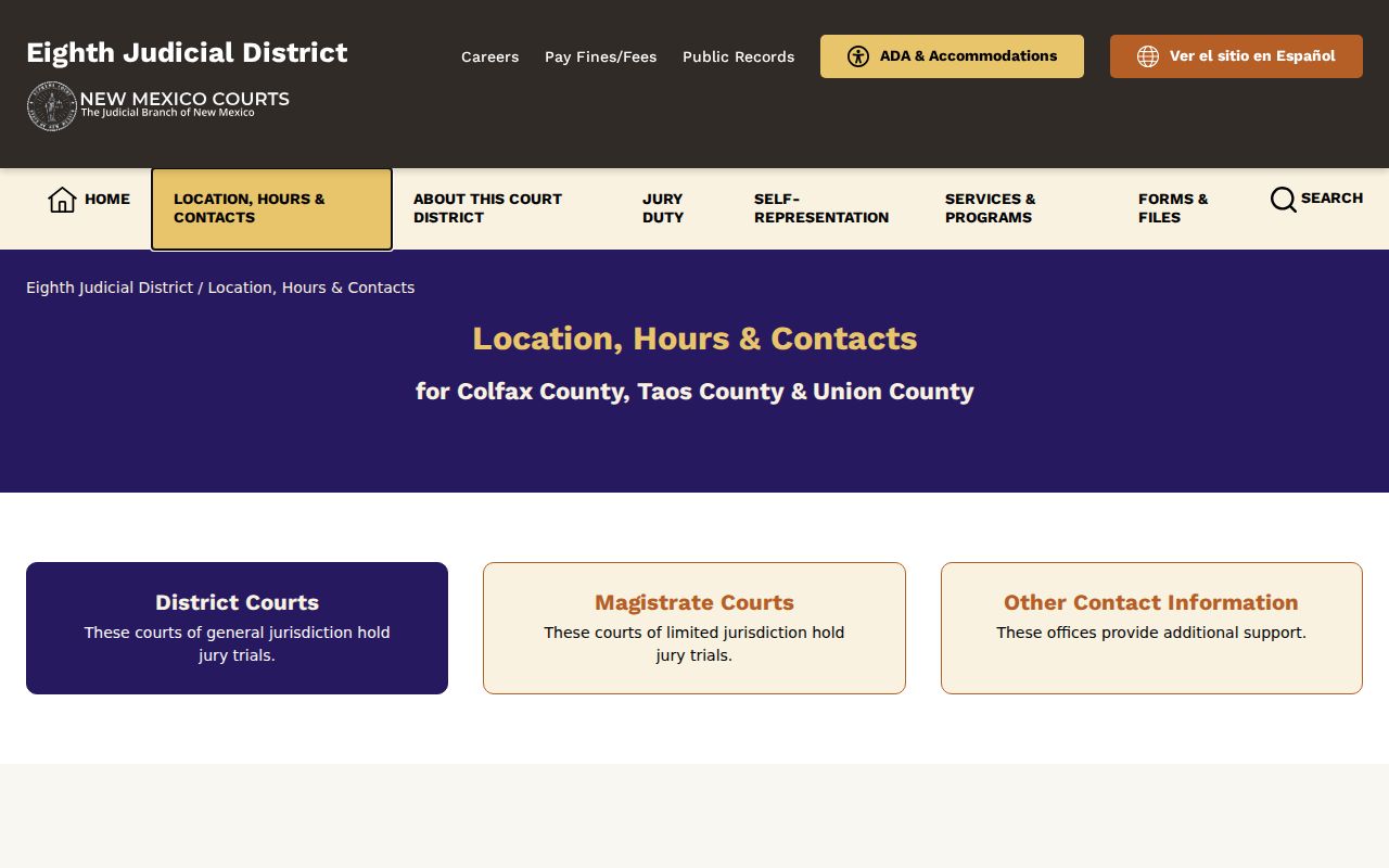 Union County warrant records District and Magistrate Court contact block